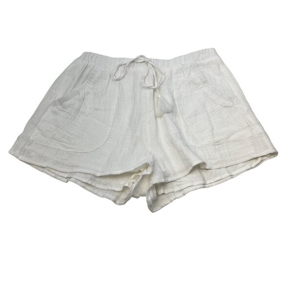 Alrar’d State Women’s Pull On Textured Shorts Off White Size Large Pockets - Picture 1 of 9
